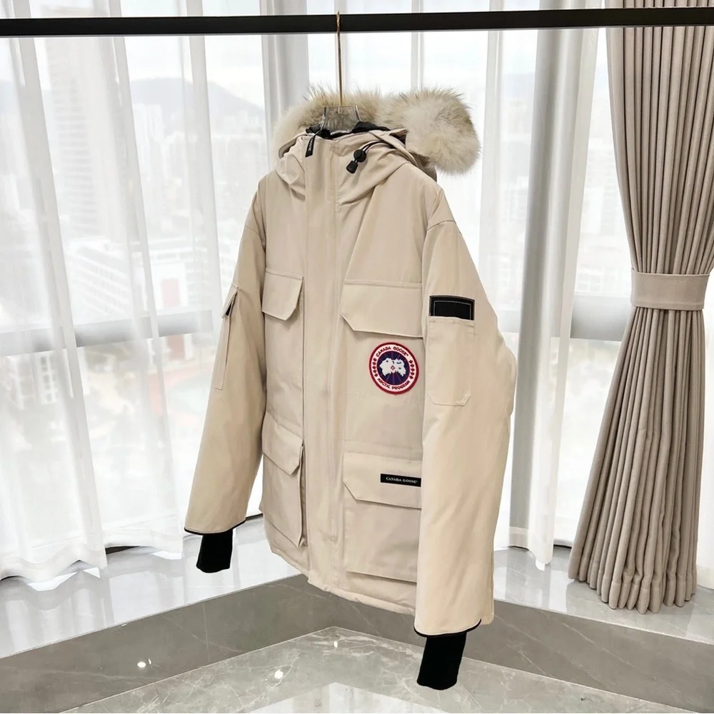 Canada Goose Expedition white Unisex Hooded Parka